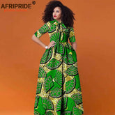 Women’s African Print Maxi Dress – Traditional High Waist Ankara Half Sleeve Attire