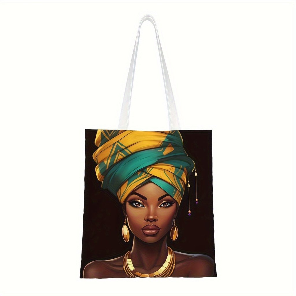 1PC Vibrant African Print Tote Bag - Canvas Shoulder Bag for Women - Free Delivery Worldwide only at Flexi Africa
