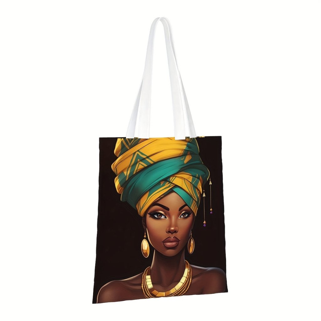 1PC Vibrant African Print Tote Bag - Canvas Shoulder Bag for Women - Free Delivery Worldwide only at Flexi Africa