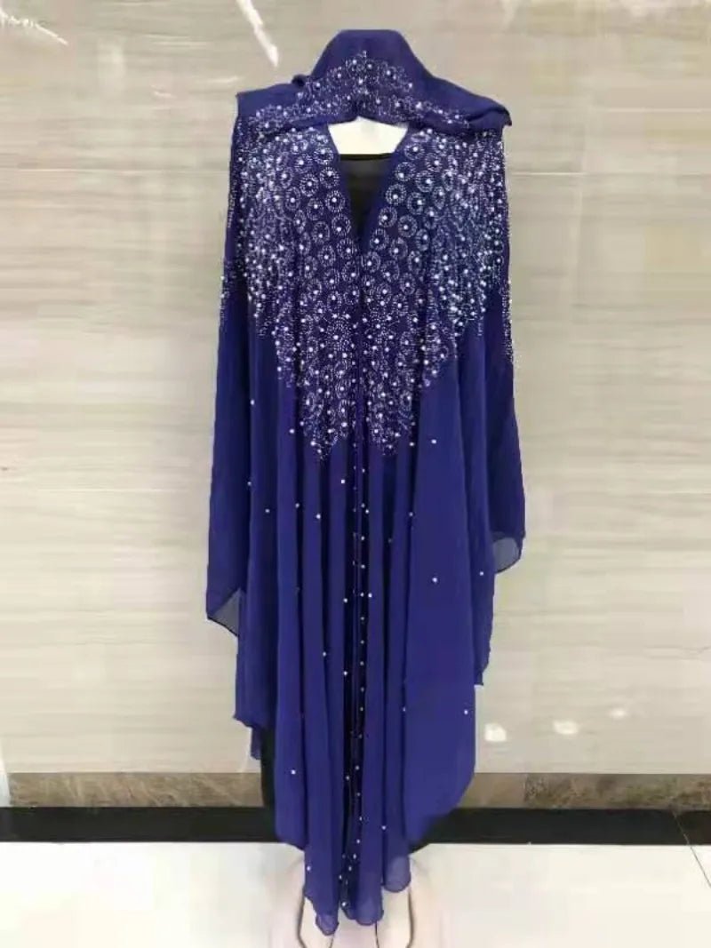 Ladies African Abaya Maxi Dress – Robe with Pearl Detailing, Traditional Dress - Free Delivery Worldwide only at Flexi Africa