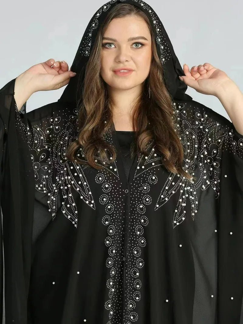 Ladies African Abaya Maxi Dress – Robe with Pearl Detailing, Traditional Dress - Free Delivery Worldwide only at Flexi Africa