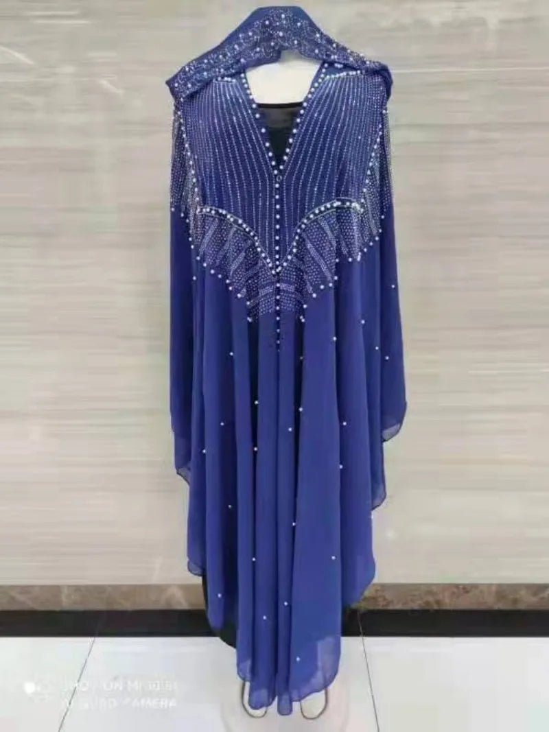 Ladies African Abaya Maxi Dress – Robe with Pearl Detailing, Traditional Dress - Free Delivery Worldwide only at Flexi Africa