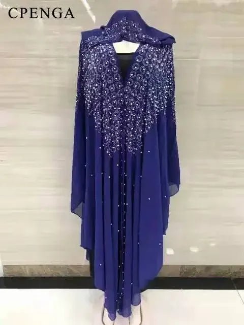 Ladies African Abaya Maxi Dress – Robe with Pearl Detailing, Traditional Dress - Free Delivery Worldwide only at Flexi Africa