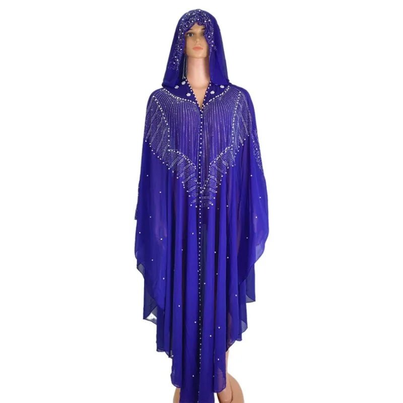 Ladies African Abaya Maxi Dress – Robe with Pearl Detailing, Traditional Dress - Free Delivery Worldwide only at Flexi Africa