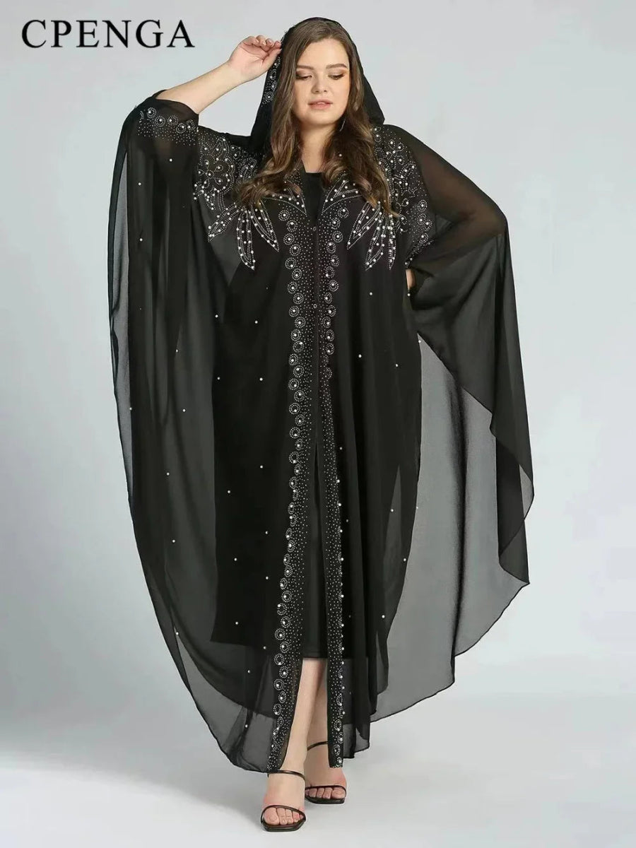 Ladies African Abaya Maxi Dress – Robe with Pearl Detailing, Traditional Dress - Free Delivery Worldwide only at Flexi Africa