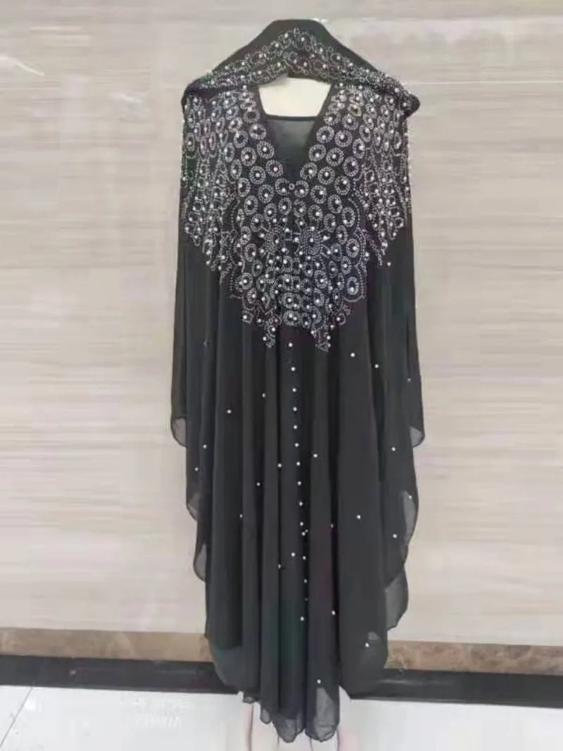 Ladies African Abaya Maxi Dress – Robe with Pearl Detailing, Traditional Dress - Free Delivery Worldwide only at Flexi Africa