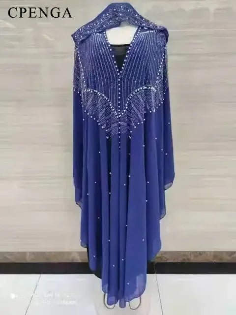 Ladies African Abaya Maxi Dress – Robe with Pearl Detailing, Traditional Dress - Free Delivery Worldwide only at Flexi Africa