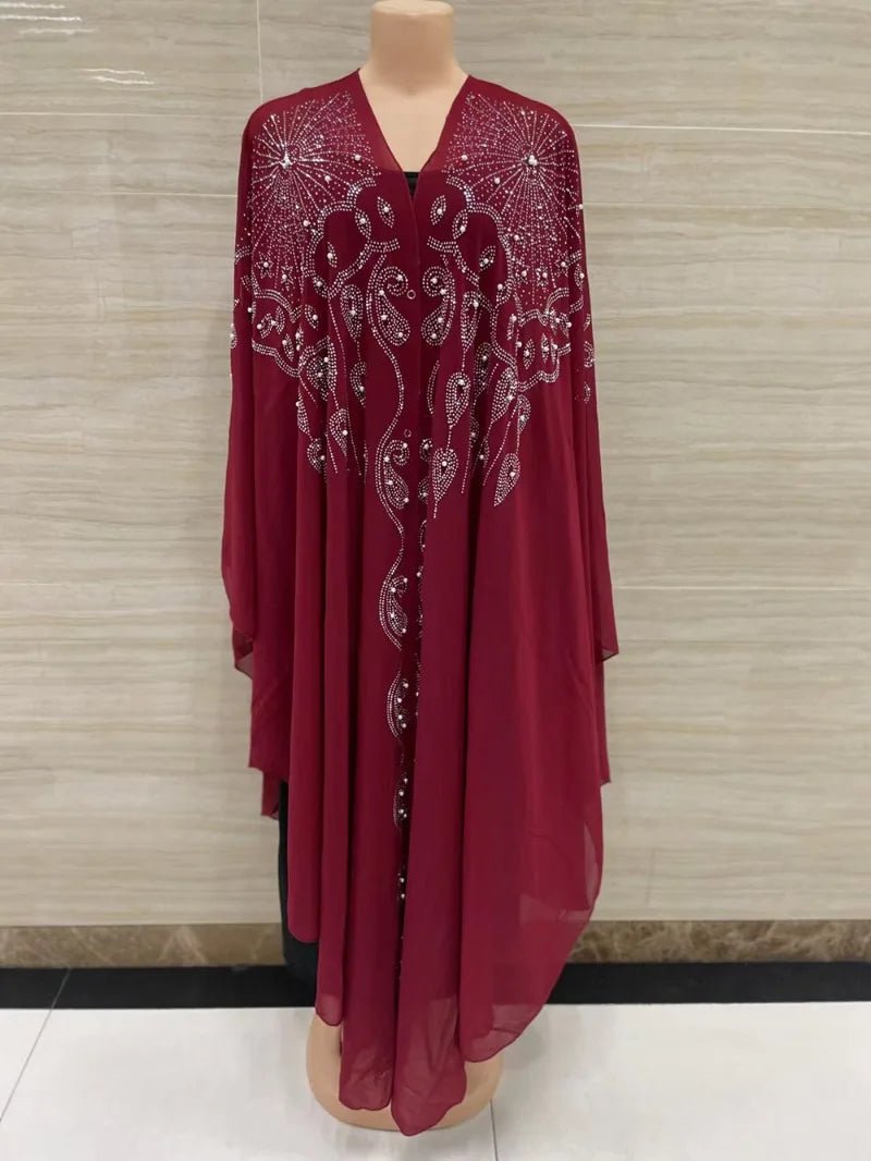 Ladies African Abaya Maxi Dress – Robe with Pearl Detailing, Traditional Dress - Free Delivery Worldwide only at Flexi Africa