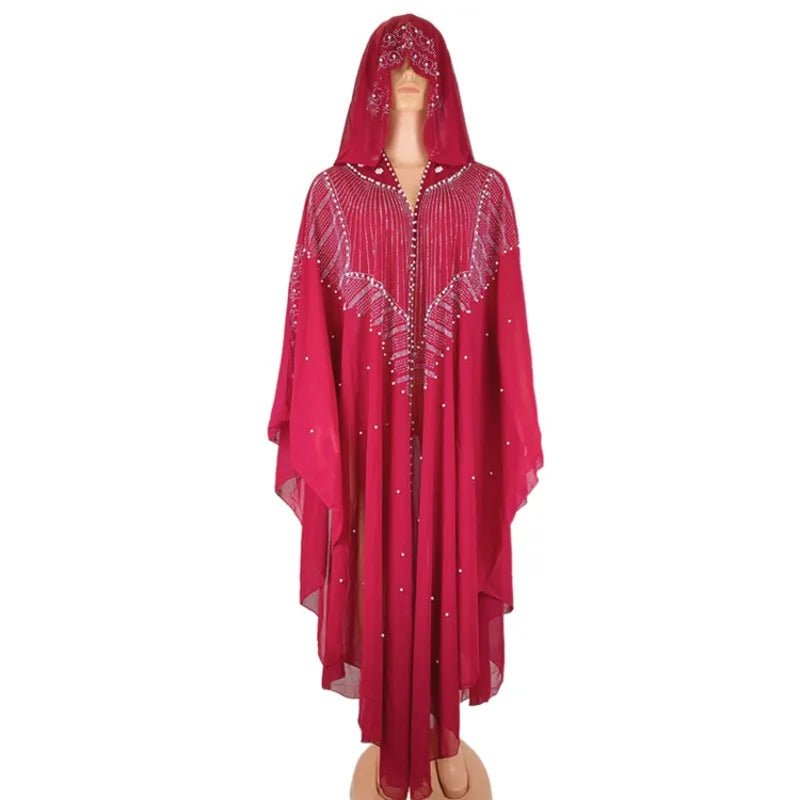 Ladies African Abaya Maxi Dress – Robe with Pearl Detailing, Traditional Dress - Free Delivery Worldwide only at Flexi Africa
