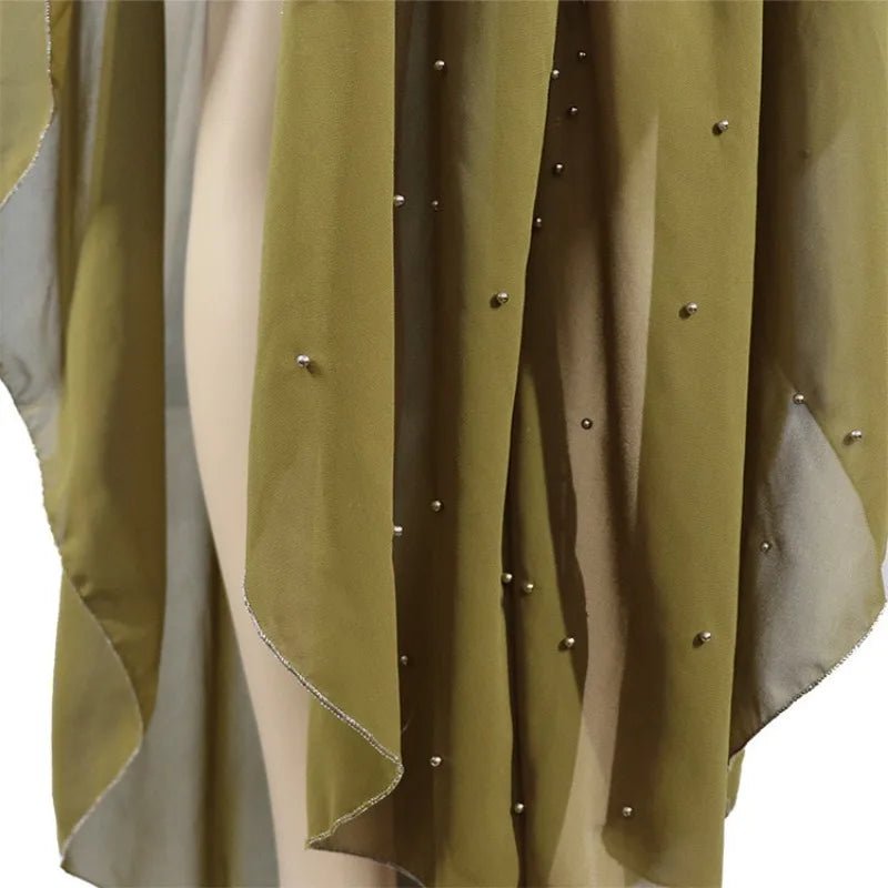 Ladies African Abaya Maxi Dress – Robe with Pearl Detailing, Traditional Dress - Free Delivery Worldwide only at Flexi Africa