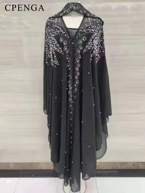 Ladies African Abaya Maxi Dress – Robe with Pearl Detailing, Traditional Dress - Free Delivery Worldwide only at Flexi Africa