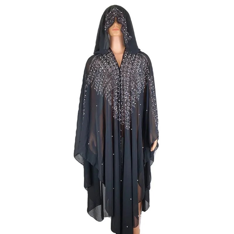 Ladies African Abaya Maxi Dress – Robe with Pearl Detailing, Traditional Dress - Free Delivery Worldwide only at Flexi Africa