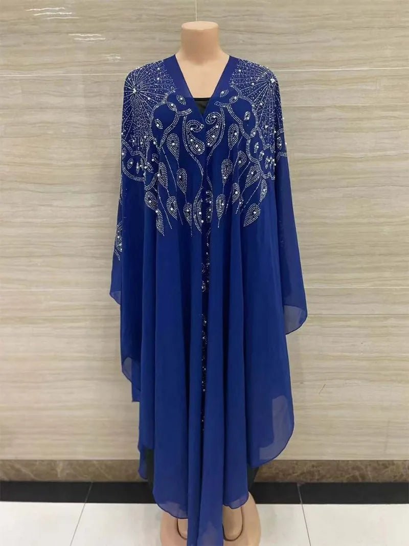 Ladies African Abaya Maxi Dress – Robe with Pearl Detailing, Traditional Dress - Free Delivery Worldwide only at Flexi Africa