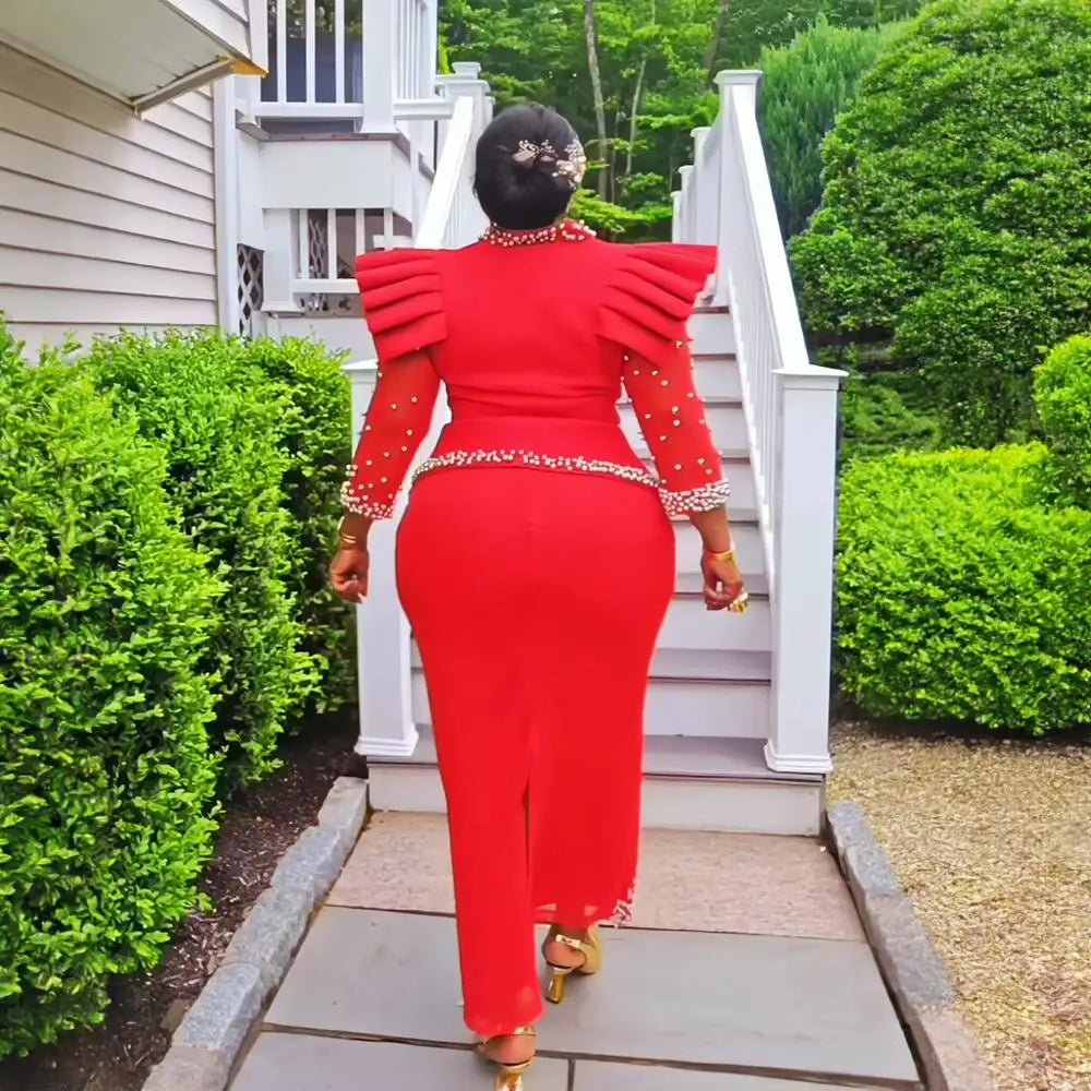 2024 african dresses for woman suit luxury women's elegant dress Mesh fabric women's clothing from turkey - Free Delivery Worldwide only at Flexi Africa