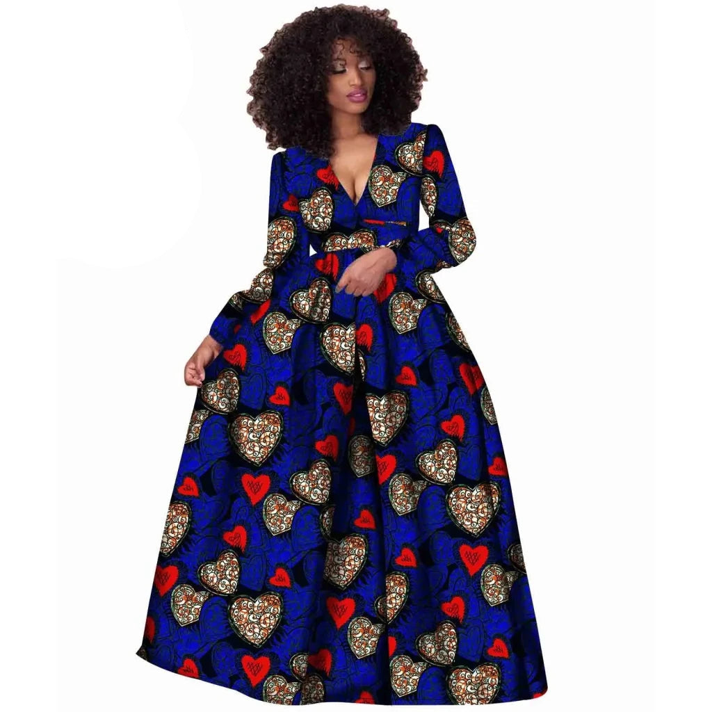 2026African Women Dress Ankara Print Pure Cotton Bazin Riche New Style Dress African Fabric Dashiki Outfits Maxi Dress S1825021 - Free Delivery Worldwide only at Flexi Africa