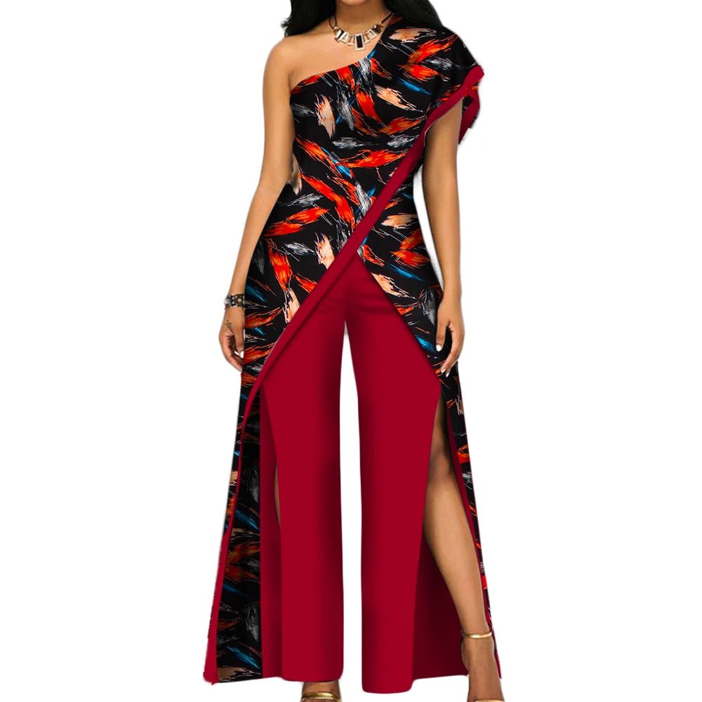 2PC African Women’s Ankara Pant Set – Stylish Off - Shoulder Top and Trousers - Free Delivery Worldwide only at Flexi Africa