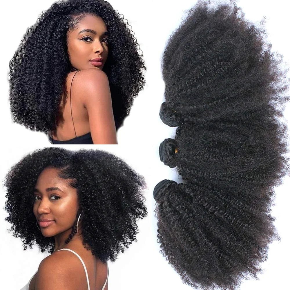 3 Bundles Afro Kinky Curly Bundles Mongolian Kinky Curly Hair Bundles Extension Curly Human Hair Bundles - Flexi Africa - Flexi Africa offers Free Delivery Worldwide - Vibrant African traditional clothing showcasing bold prints and intricate designs