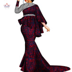 Buy African Bazin Riche Floral Printed 2PC Set – Irregular Bat Sleeve Top & Long Skirt Elegant Party Outfit for Women