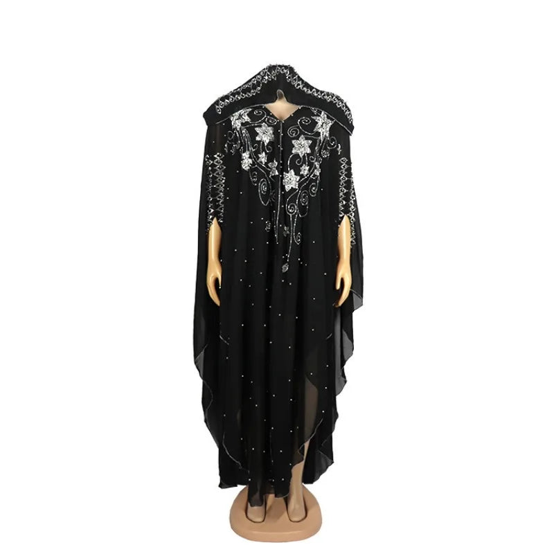 Ladies African Abaya Maxi Dress – Robe with Pearl Detailing, Traditional Dress - Free Delivery Worldwide only at Flexi Africa