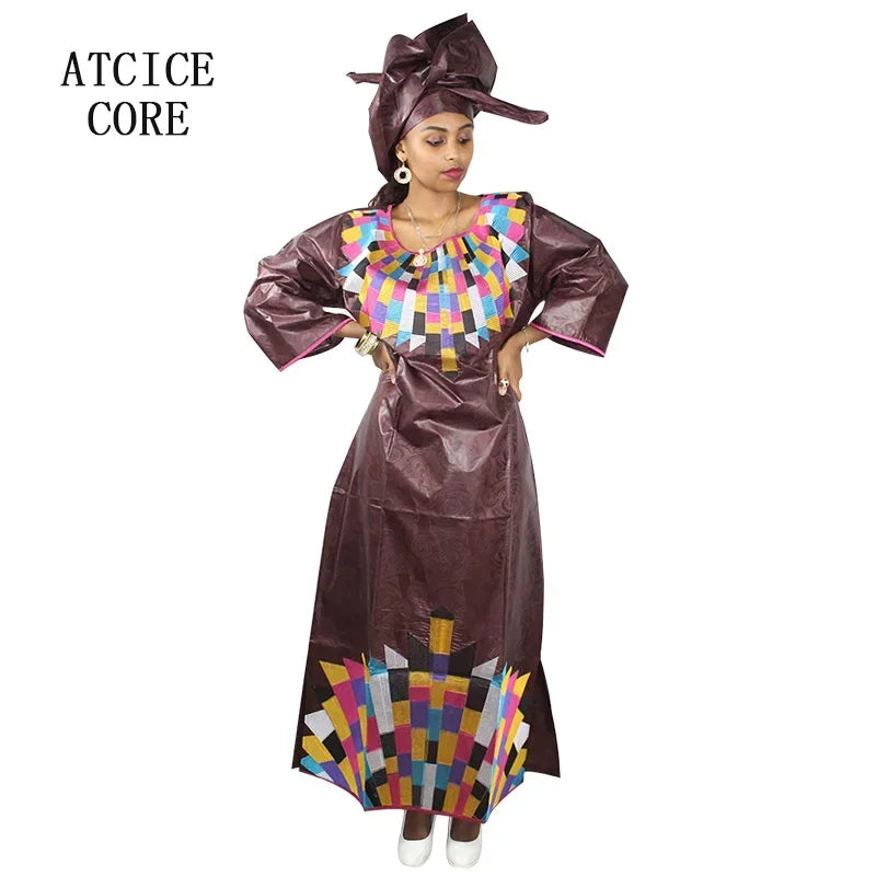 Elevate your style with our stunning African Dresses! Bazin Riche embroidery, this fashion design is a steal at $50.66.