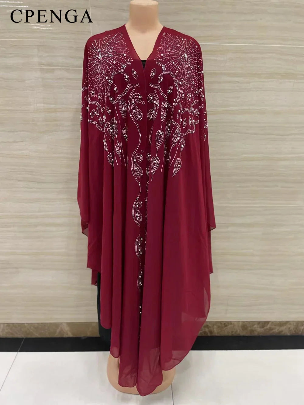 Ladies African Abaya Maxi Dress – Robe with Pearl Detailing, Traditional Dress - Free Delivery Worldwide only at Flexi Africa