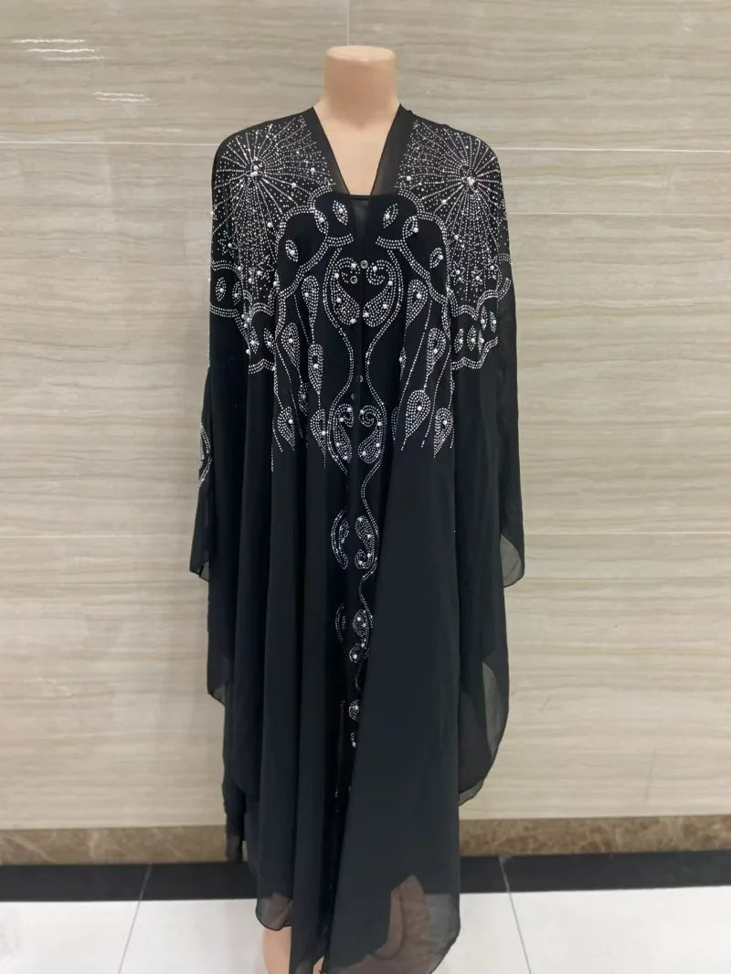 Ladies African Abaya Maxi Dress – Robe with Pearl Detailing, Traditional Dress - Free Delivery Worldwide only at Flexi Africa