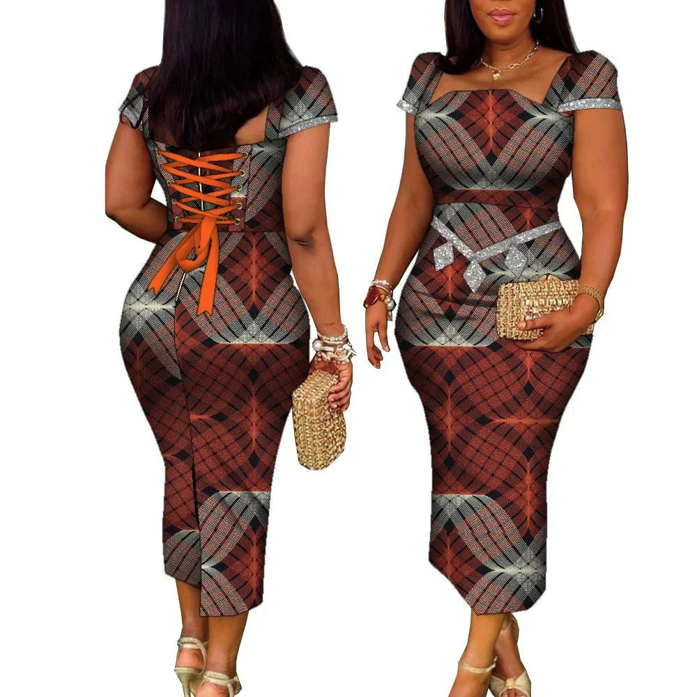 African Wax Print Summer Gown for Women – Elegant Ankara Bandage Dress