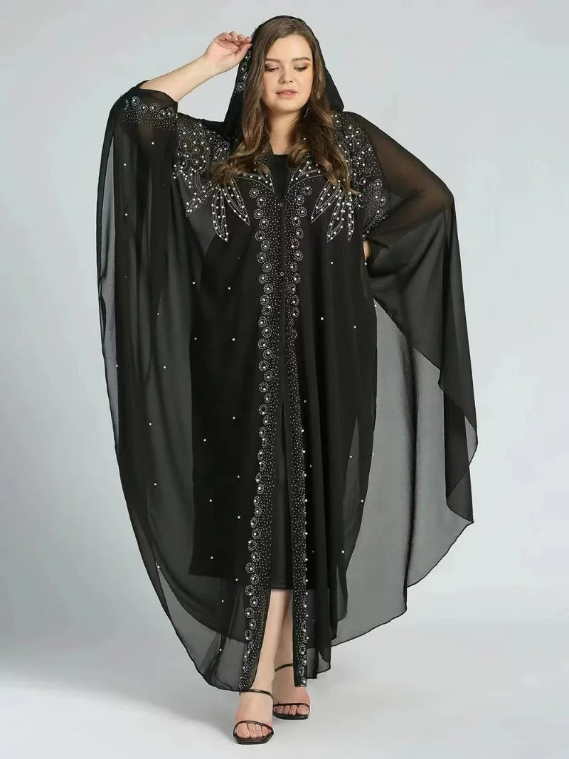 Ladies African Abaya Maxi Dress – Robe with Pearl Detailing, Traditional Dress - Free Delivery Worldwide only at Flexi Africa
