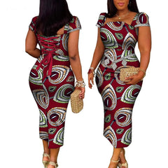 African Wax Print Summer Gown for Women – Elegant Ankara Bandage Dress