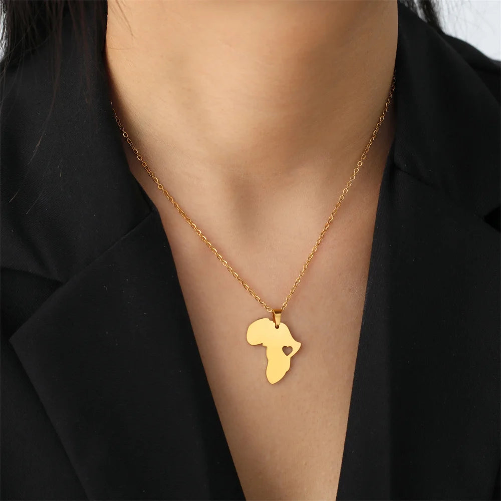 Buy African Heart Pendants Necklaces South Africa Map Necklace Choker Chain African Jewelry for only $5.48 at Flexi Africa