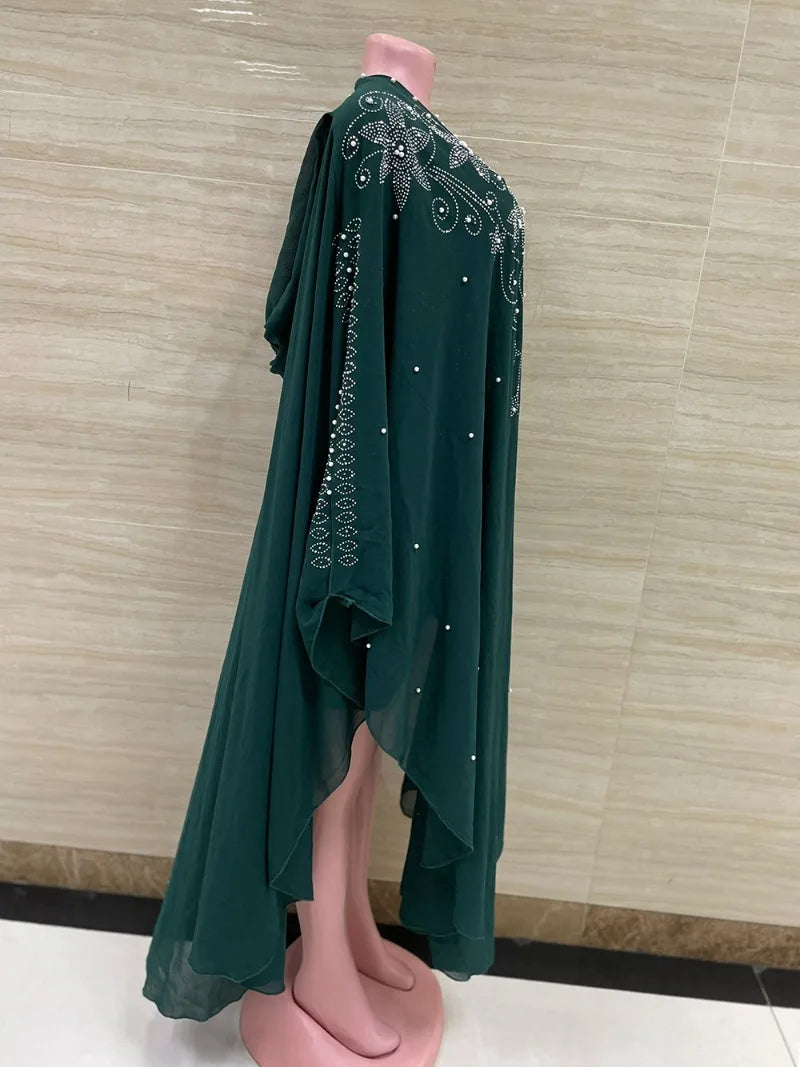 Ladies African Abaya Maxi Dress – Robe with Pearl Detailing, Traditional Dress - Free Delivery Worldwide only at Flexi Africa