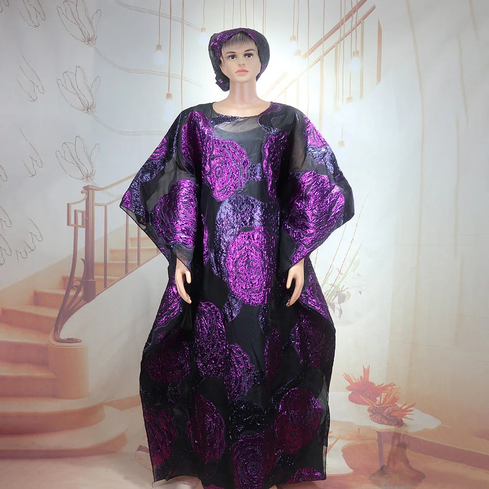 African Women’s 2PC Dress Set with Matching Headscarf – Ethnic Wear