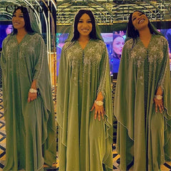 Ladies African Abaya Maxi Dress – Robe with Pearl Detailing, Traditional Dress - Free Delivery Worldwide only at Flexi Africa