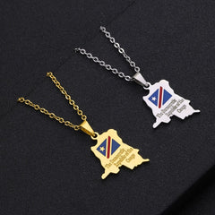 Africa Democratic Republic of the Congo Map Pendant Necklace Stainless Steel Unisex Congolese Ethnic - Flexi Africa - Flexi Africa offers Free Delivery Worldwide - Vibrant African traditional clothing showcasing bold prints and intricate designs