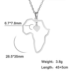 Africa Map Lion Elephant Monkey Giraffe Pendant Necklaces Stainless Steel Animal Chain Choker African Jewelry - Flexi Africa