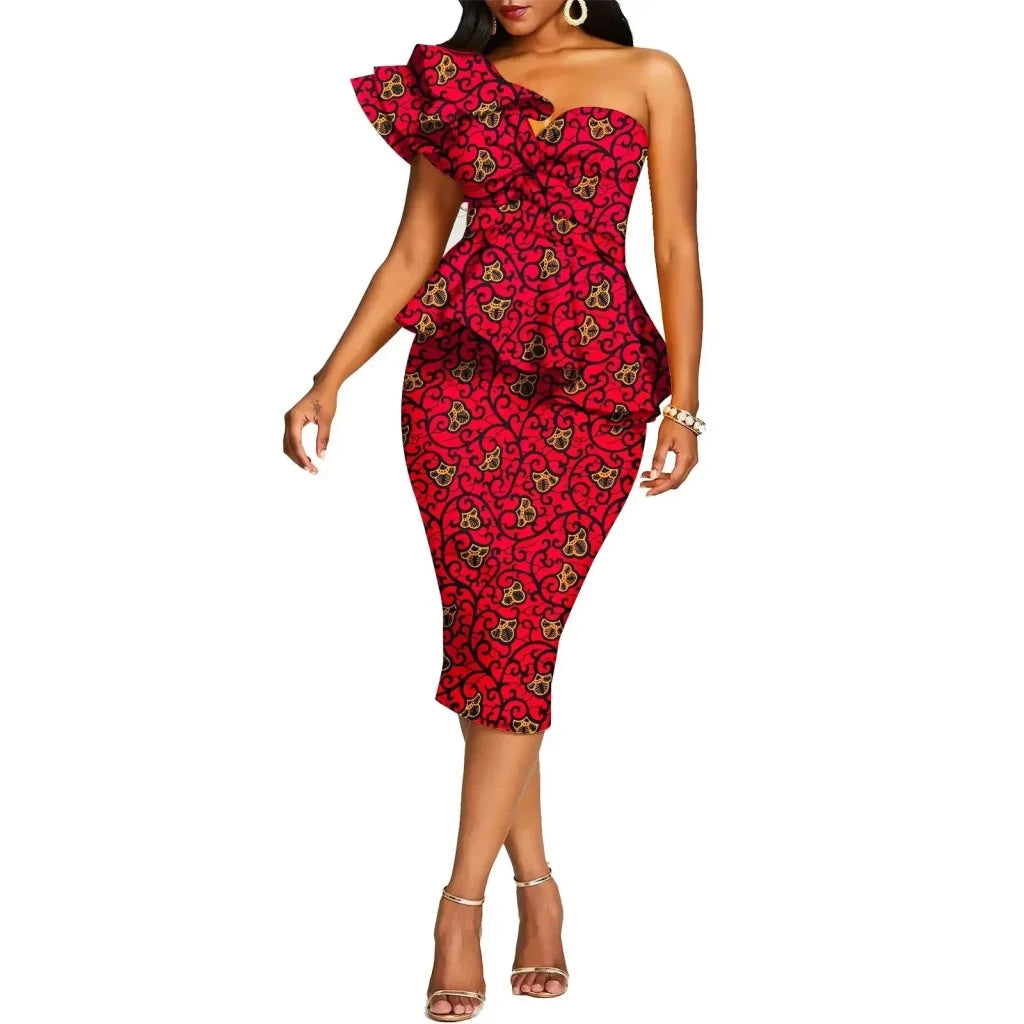 African 2 Piece Set for Women Crop Top + Print Skrit Set Ankara Clothing Dashiki Outfits Blouse Shirt Midi Skirt Casual S1926100 - Free Delivery Worldwide only at Flexi Africa