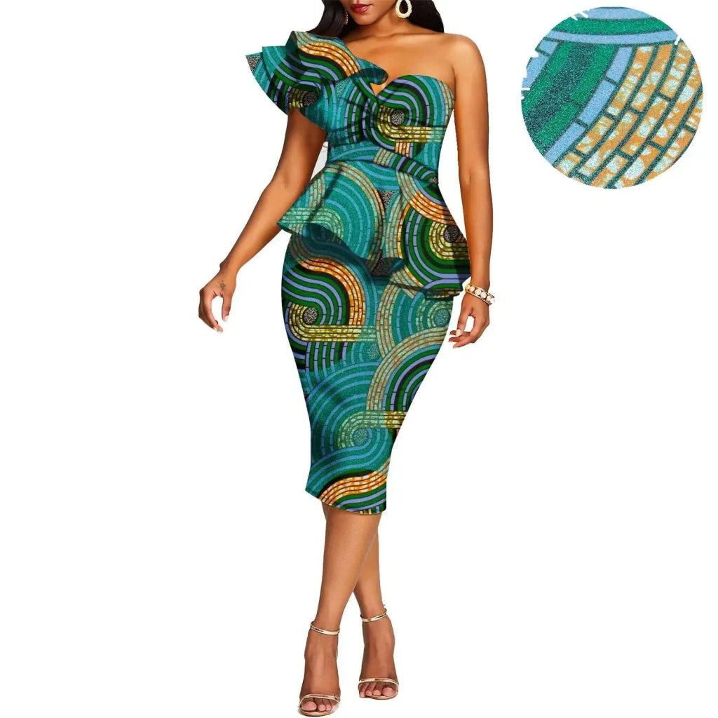 African 2 Piece Set for Women Crop Top + Print Skrit Set Ankara Clothing Dashiki Outfits Blouse Shirt Midi Skirt Casual S1926100 - Free Delivery Worldwide only at Flexi Africa