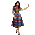 Buy African Print Collar Mid-Calf Dress – Short Sleeve Elegant Party & Casual Wear for only $56.54 at Flexi Africa!