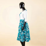 African Ankara Print Dress for Women – O - Neck Three - Quarter Sleeve Mid - Calf Dashiki Dress - Free Delivery Worldwide only at Flexi Africa