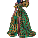 African Ankara Print Maxi Dress for Women – Dashiki Long Split Elegant Party Wear - Free Delivery Worldwide only at Flexi Africa