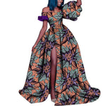 African Ankara Print Maxi Dress for Women – Dashiki Long Split Elegant Party Wear - Free Delivery Worldwide only at Flexi Africa