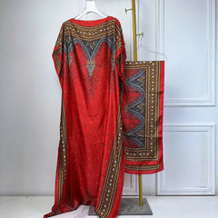 African Boho Summer Kaftan Dress – Printed Loose Fit with Belt, Beach & Holiday Wear - Free Delivery Worldwide