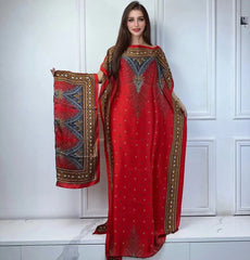 African Boho Summer Kaftan Dress – Printed Loose Fit with Belt, Beach & Holiday Wear - Free Delivery Worldwide