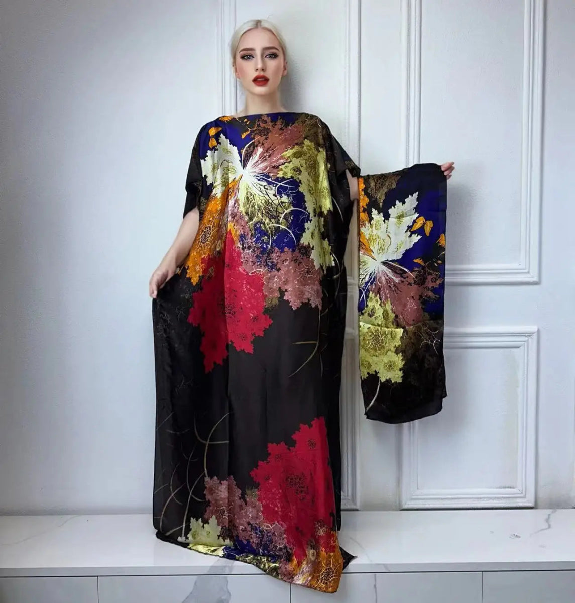 African Boho Summer Kaftan Dress – Printed Loose Fit with Belt, Beach & Holiday Wear - Free Delivery Worldwide