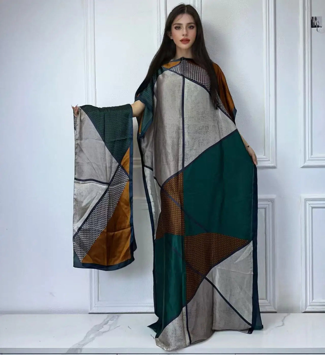 African Boho Summer Kaftan Dress – Printed Loose Fit with Belt, Beach & Holiday Wear - Free Delivery Worldwide