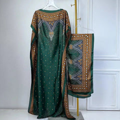 African Boho Summer Kaftan Dress – Printed Loose Fit with Belt, Beach & Holiday Wear - Free Delivery Worldwide