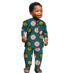 African Boys Cotton Clothes Wax Print Top and Pants Sets for Kids - Free Delivery Worldwide only at Flexi Africa