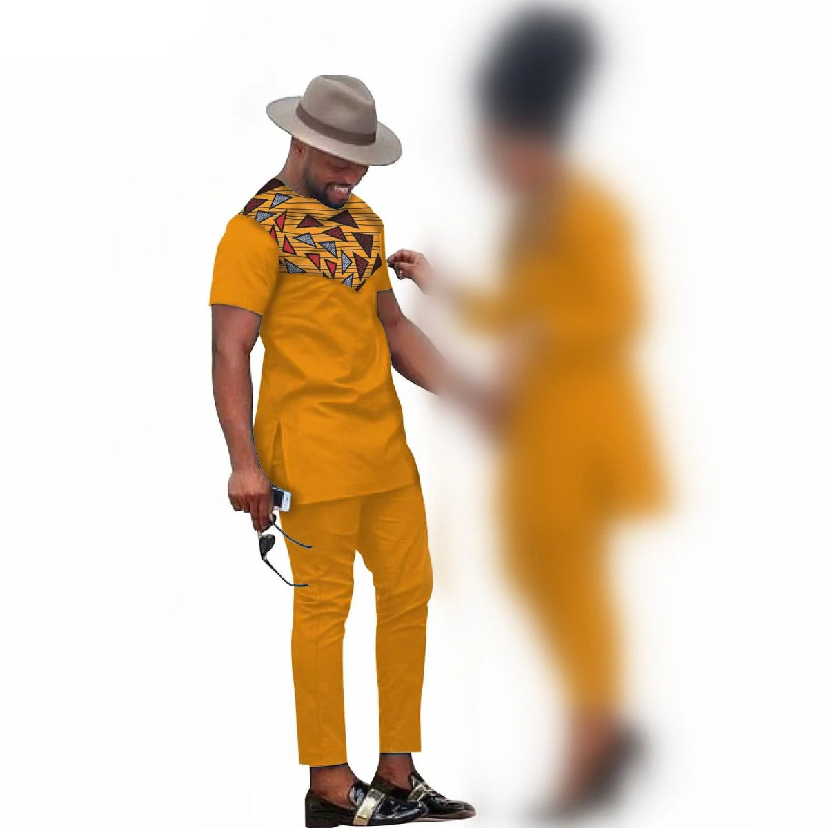 African Couples Matching Clothes – Handmade Bazin Riche Ankara Print for Women and Men - Free Delivery Worldwide only at Flexi Africa