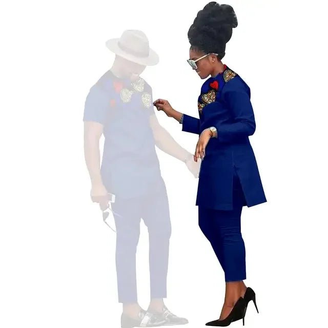 African Couples Matching Clothes – Handmade Bazin Riche Ankara Print for Women and Men - Free Delivery Worldwide only at Flexi Africa