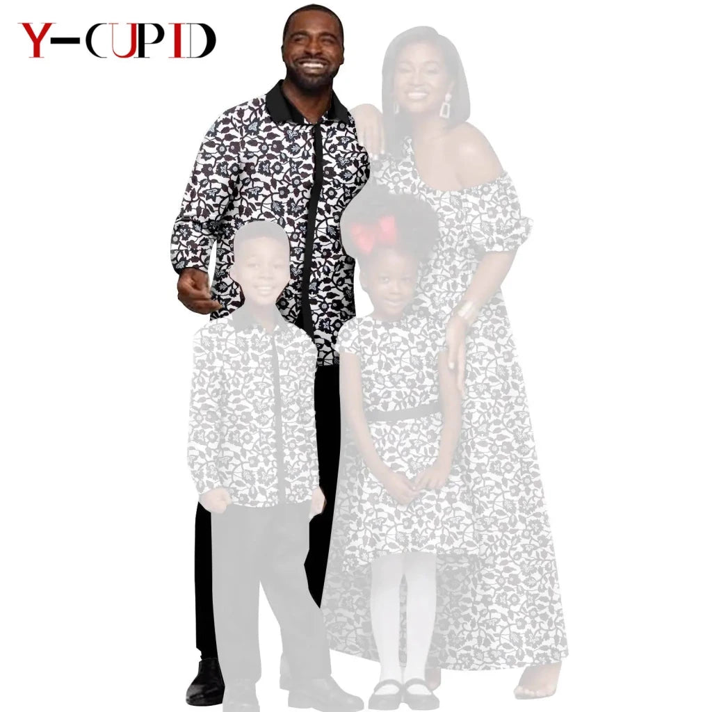 African Dashiki Family Set – Matching Dresses for Women & Girls with Men & Boys Top and Pants - Free Delivery Worldwide only at Flexi Africa